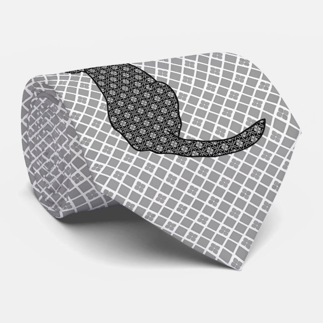 Gravata Gato japonês - impressão preto e branco do quimono (Rolled)