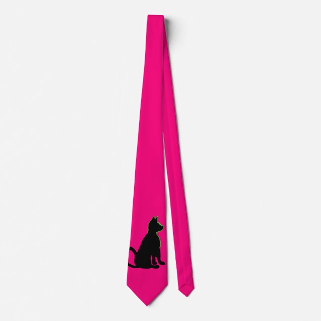 Gravata Gato Preto Pop de Arte Rosa Estilo CricketDiane (Frente)