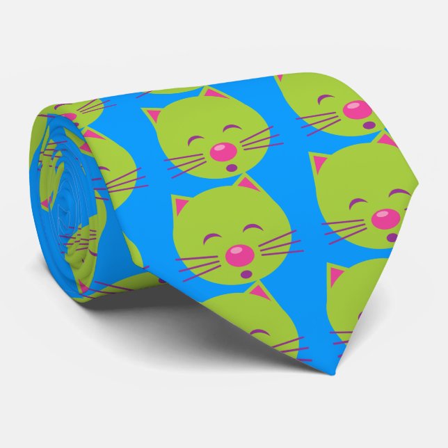 Gravata Gato Verde Sonolento (Rolled)