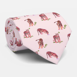 Gravata Gatos Medem Tigres no pescoço Rosa
