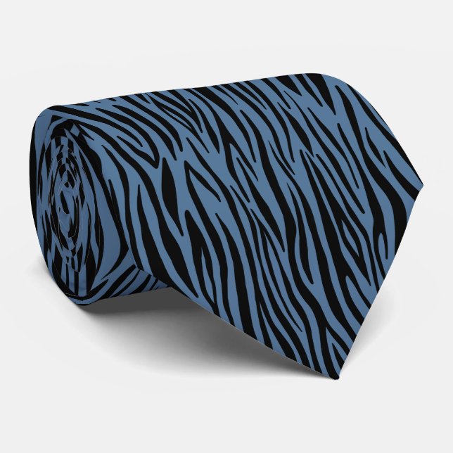 Gravata Gatos Meow Tigre Tigre Preto e Azul (Rolled)