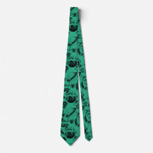 Gravata Gatos Psicodélicos e etc. PSYCAT01A. Fundo Verde