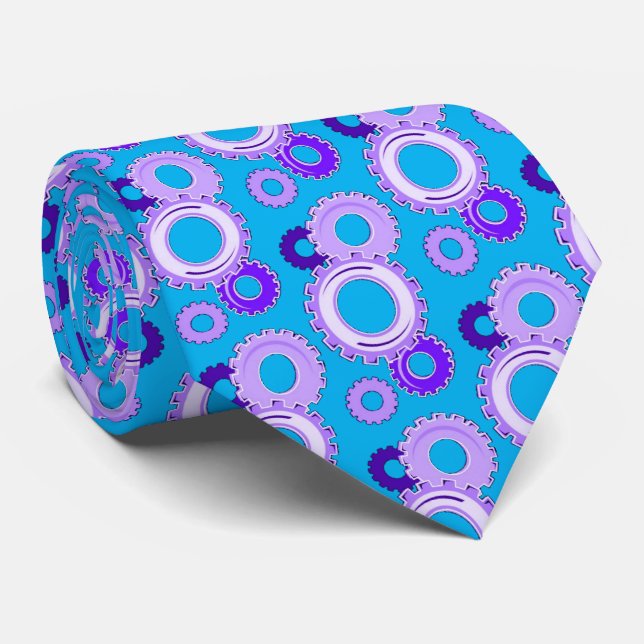 Gravata Gear Heads - Muitos tons de Roxo no Turquesa (Rolled)