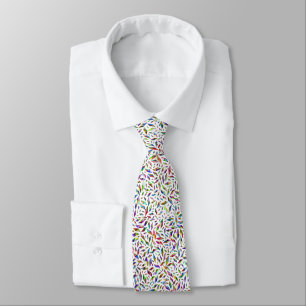 Gravata Gemas de Diamante Multicoloridas Modernas em Branc