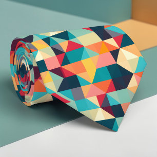 Gravata Geométrica Abstrata Multi-Color Personaliz