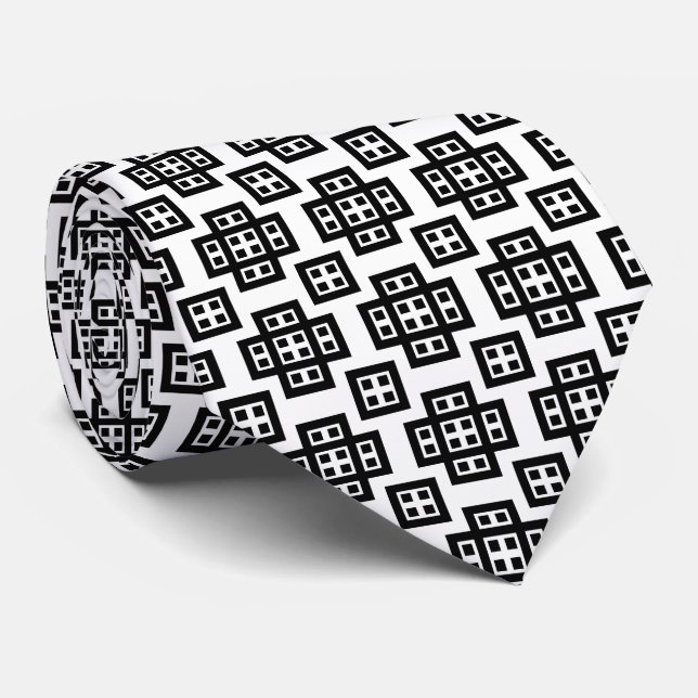 Gravata Geométrico 030614 - Black on White (Rolled)