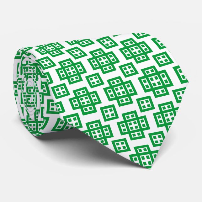 Gravata Geométrico 030614 - Grass Green on White (Rolled)