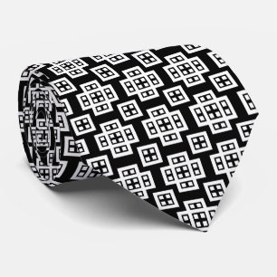 Gravata Geométrico 030614 - White on Black (Branco sobre p