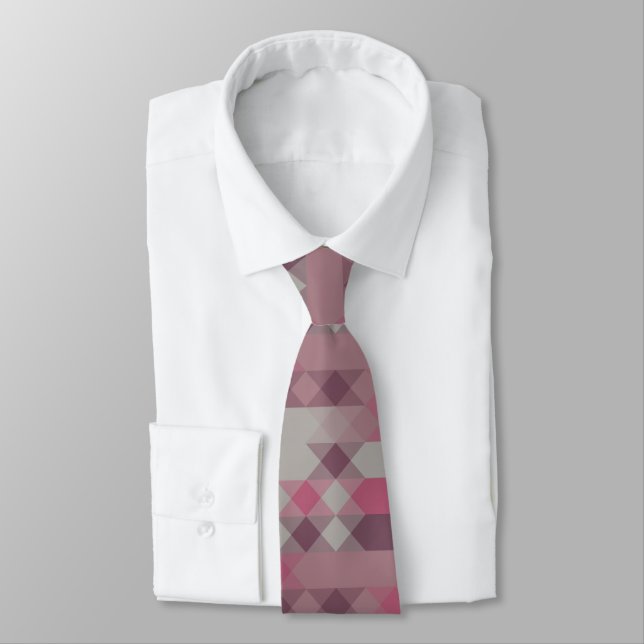 Gravata geométrico rosa e mauve (Amarrado)