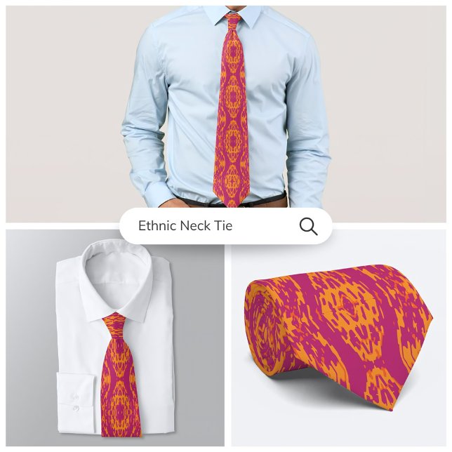 Gravata Geométrico Sonoro-Laranja-Roxo-Vibrante (Criador carregado)