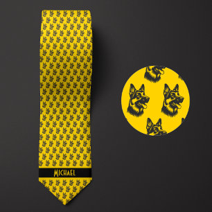 Gravata German shepherd Amarelo da Mostarda
