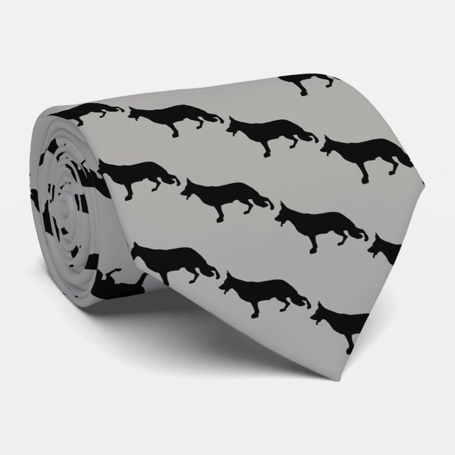 Gravata German shepherd Cachorro preto (Rolled)