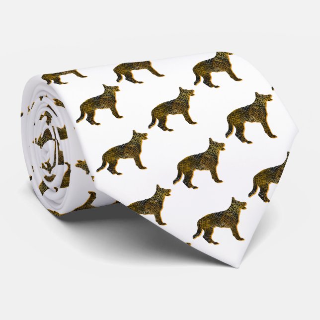 Gravata German shepherd Cão Silhueta Halloween Pescoço Bra (Rolled)