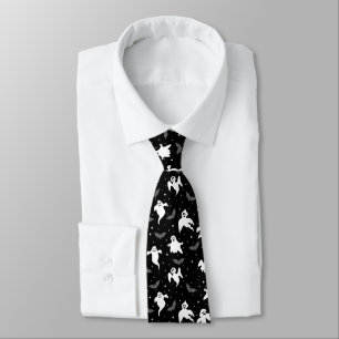 Gravata Ghost-Bats de Tie-Halloween Masculinos