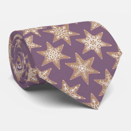 Gravata Gingerbread Stars Spiced Plum Neck Tie