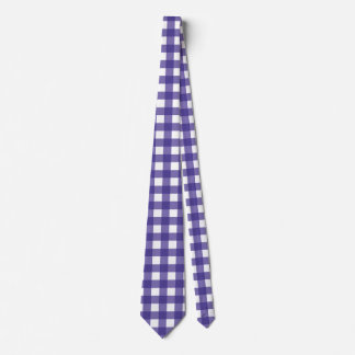 Gravata Gingham Azul Brilhante em Branco e Puro