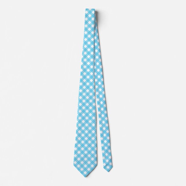 Gravata Gingham azul-ceruliano brilhante (Frente)