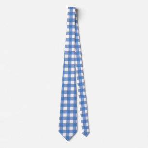 Gravata Gingham Azul em Branco Clássico Verificado