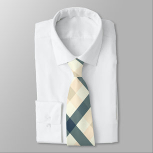 Gravata Gingham Diagonal em Creme e Cinzas de Traição