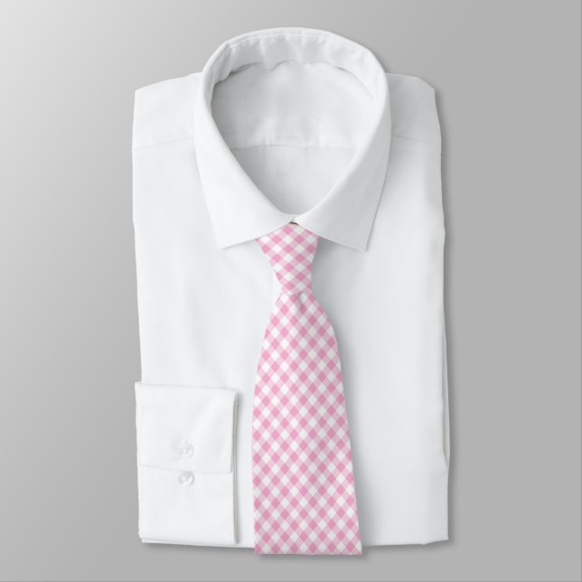 Gravata Gingham Rosa Chiclete (Amarrado)