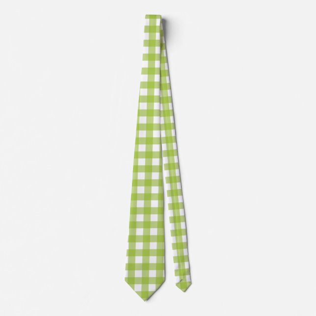 Gravata Gingham Verde Brilhante na Design de Verificação d (Frente)