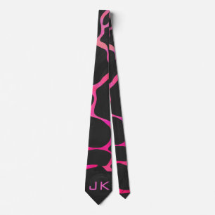 Gravata Girafa, rosa quente e Impressão preto