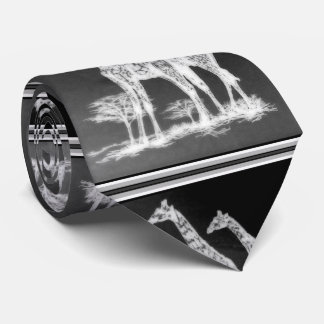 Gravata Girafas africanos retros raros design preto/branco