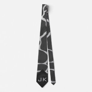 Gravata Giraffe Black and Light Gray Print Tie