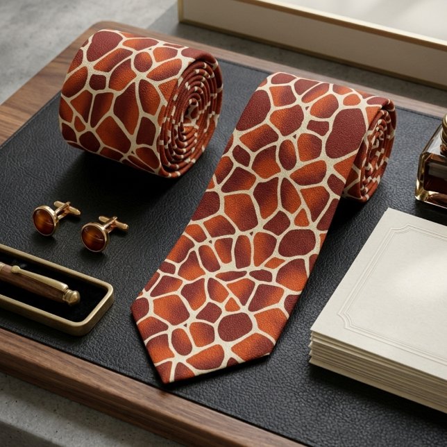 Gravata Giraffe Print Orange & Brown Animal Pattern (Criador carregado)
