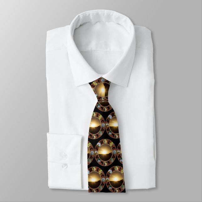 Gravata Giraffe Sunset Africa Circle Tie (Amarrado)