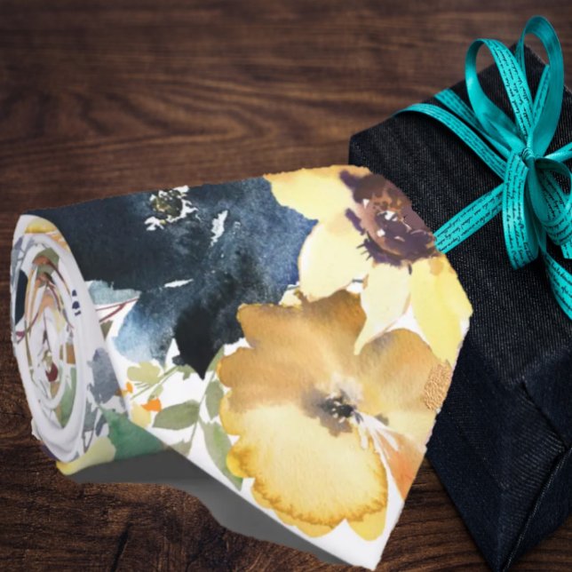 Gravata Girassóis Amarelo Marinho Azul Flor Colite Floral (Criador carregado)