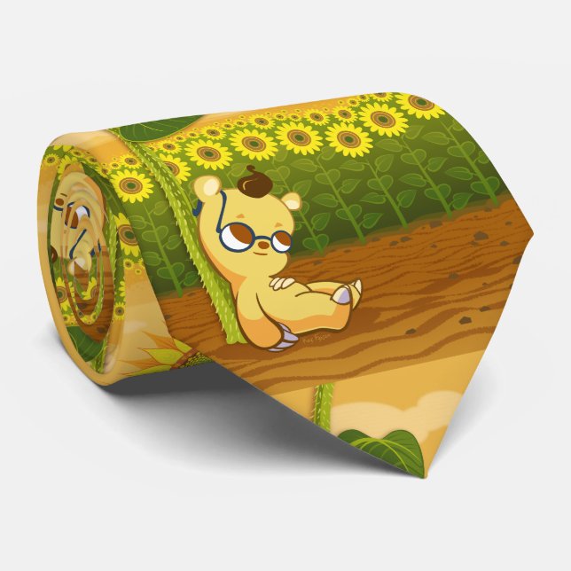 Gravata Girassóis e urso de Kawaii (Rolled)