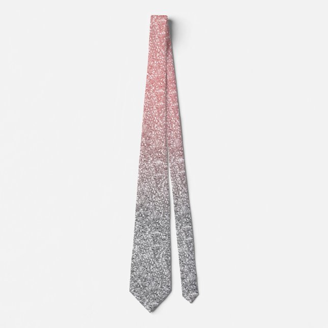 Gravata Girly Rosa Dourada Silver Glitter Design (Frente)