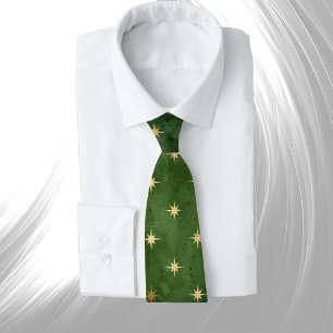 Gravata Glam Green Dourado Stars Winter