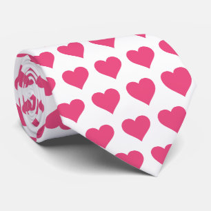 Gravata Glam White e Pink Hearts
