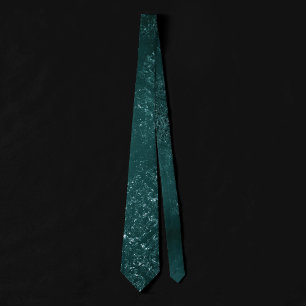 Gravata Glimmery Teal Damask   Grelha verde-escura rica