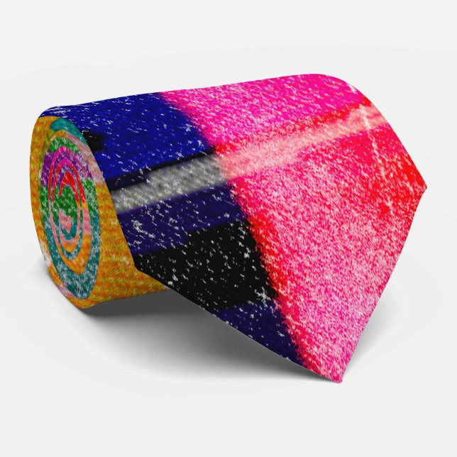 Gravata Glitch tech abstract pattern print tie (Rolled)