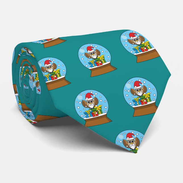 Gravata Globo de Neve com Santa Claus Owl (Rolled)