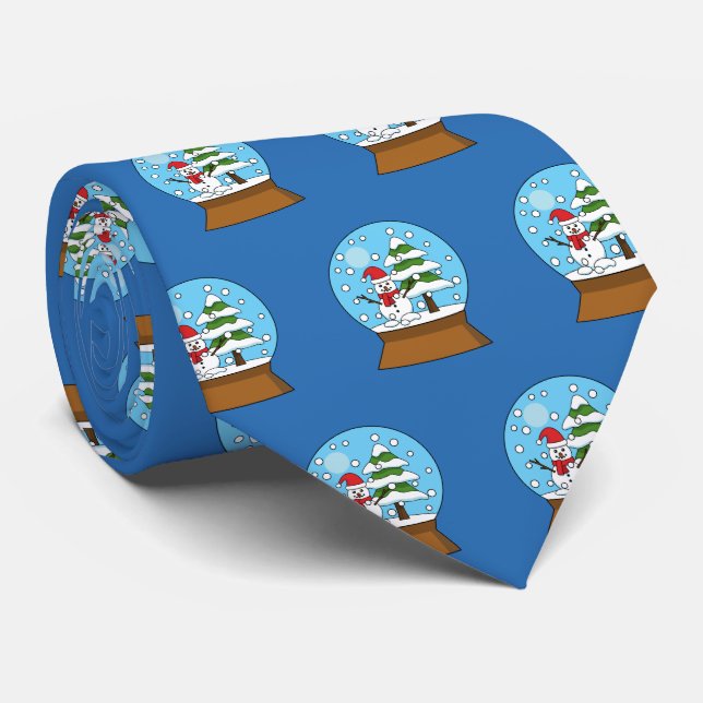 Gravata Globo de Neve com Snowman e Pine Tree (Rolled)