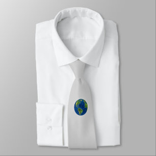 Gravata Globo Terrestre Elegante em Cinza Claro