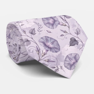 Gravata Glórias da Manhã Elegantes Florais Lavanda Empoeir