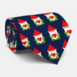 Gravata Gnomos de Natal Modernos em Azul Marinho
