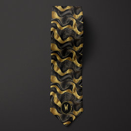 Gravata Gold and Black Ribbon Abstract
