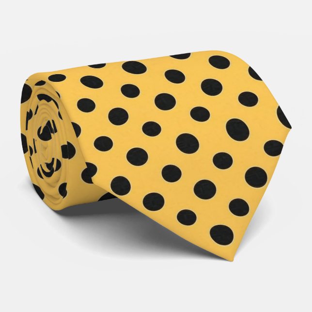Gravata Gold & Black Polka Dot (Rolled)