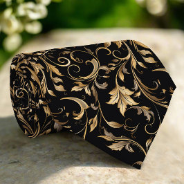 Gravata Golden Floral Pattern  Elegant Luxury Modern