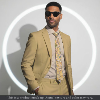 Gravata Golden Impressionist Floral Necktie