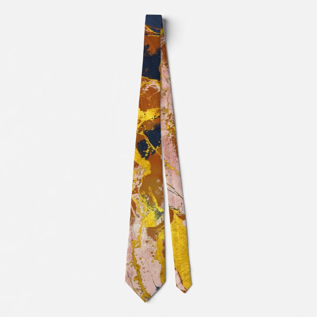 Gravata Golden Navy Abstract Metal Textures (Frente)