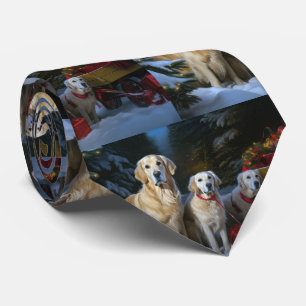 Gravata Golden Retriever Nevado Trenó Natal Decoração