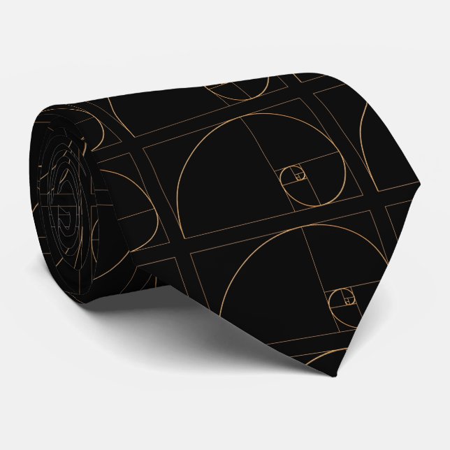 Gravata Golden Spiral Fibonacci Sequence Geometric Tie (Rolled)