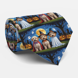 Gravata Goldendoodle Cães Pumpkin Halloween Engraçado